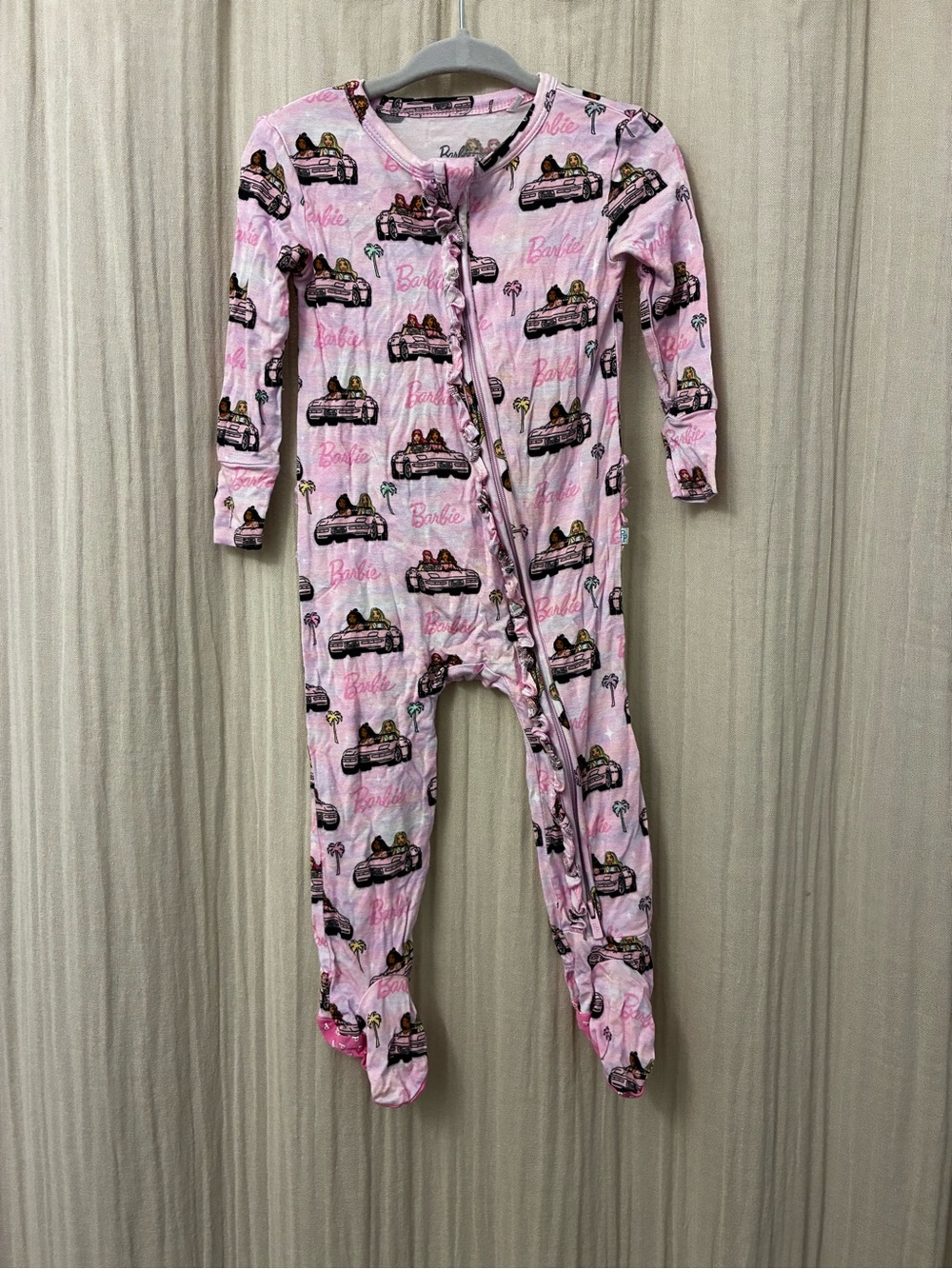 Posh Peanut Pink Barbie Car Print One-Piece 12-18
